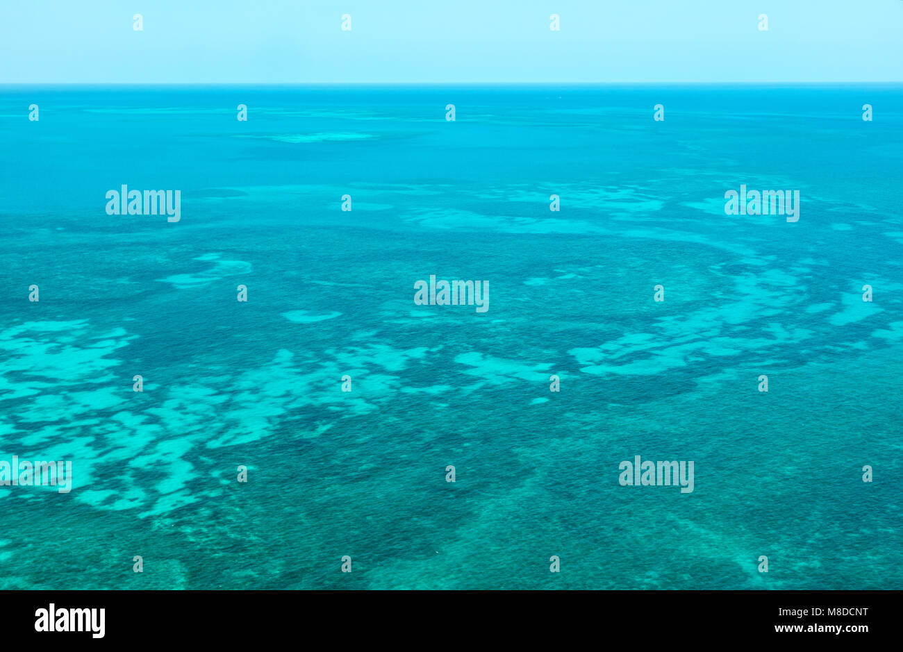 An aerial view of the coral reefs between Key West and Dry Tortugas in