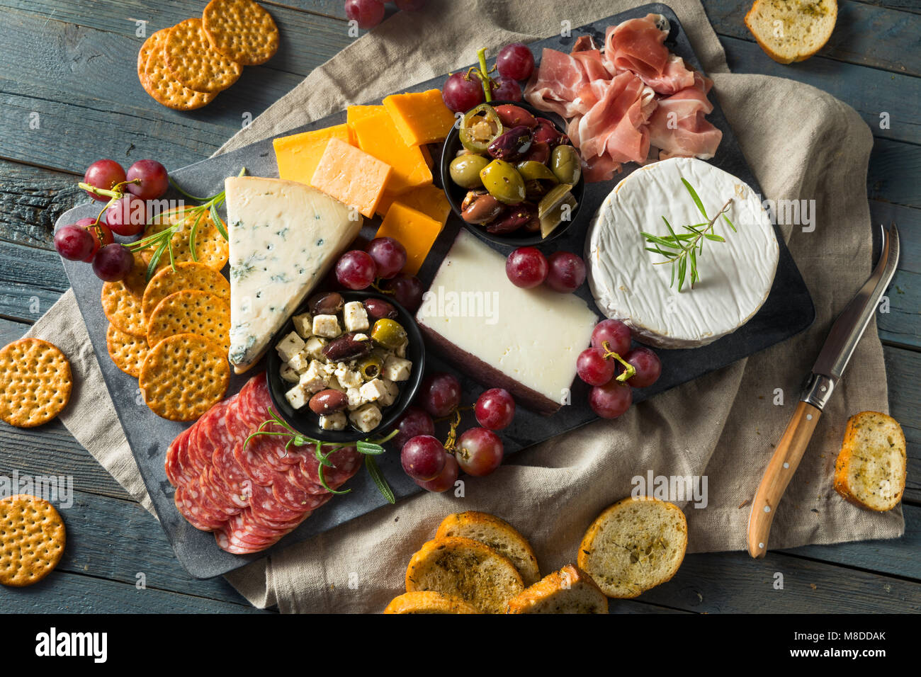 Gourmet Fancy Charcuterie Board with Meat Cheese and Grapes Stock Photo Alamy