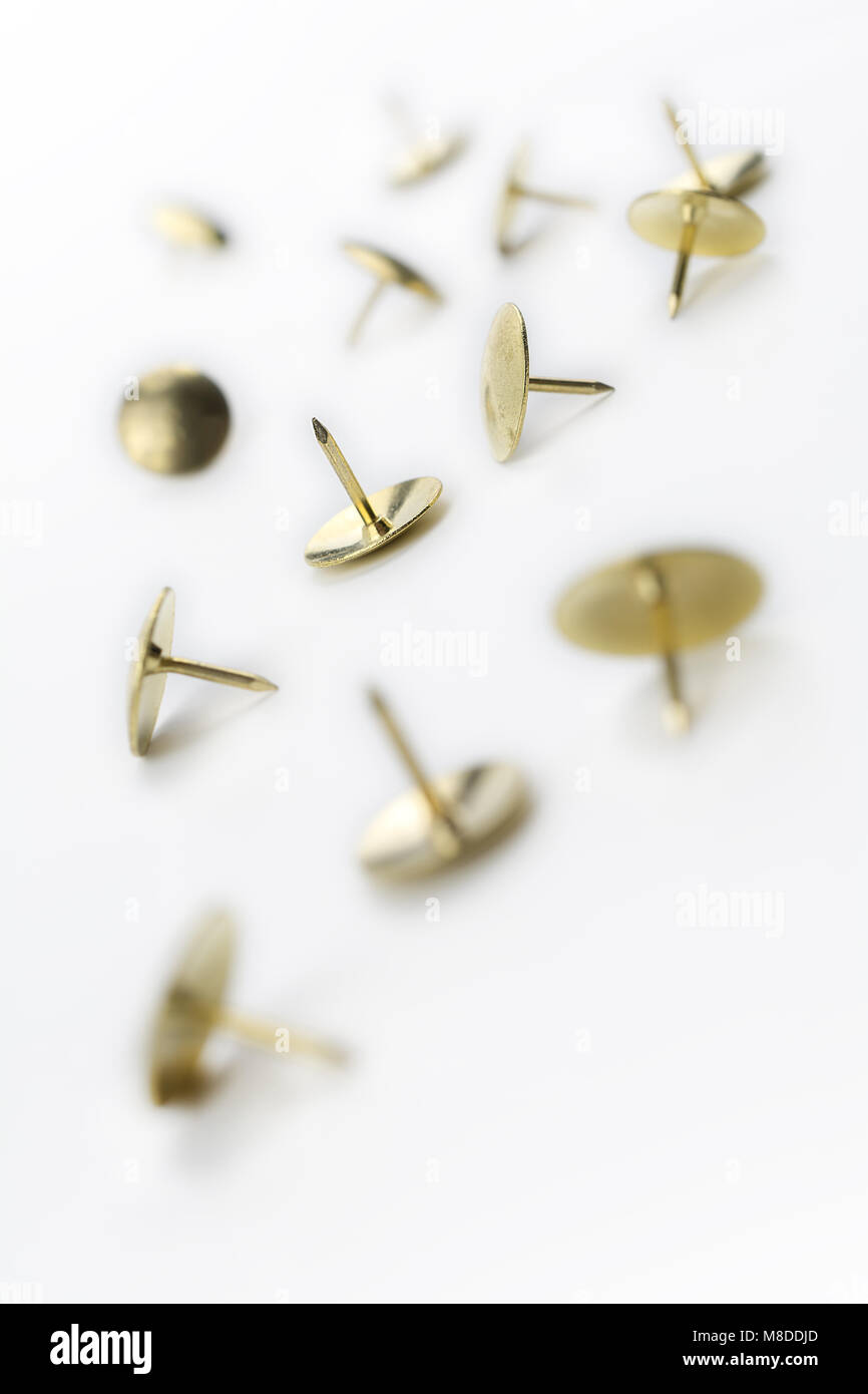 A Small Collection of Thumbtacks In A White Box - Crooked Angle #1 ...