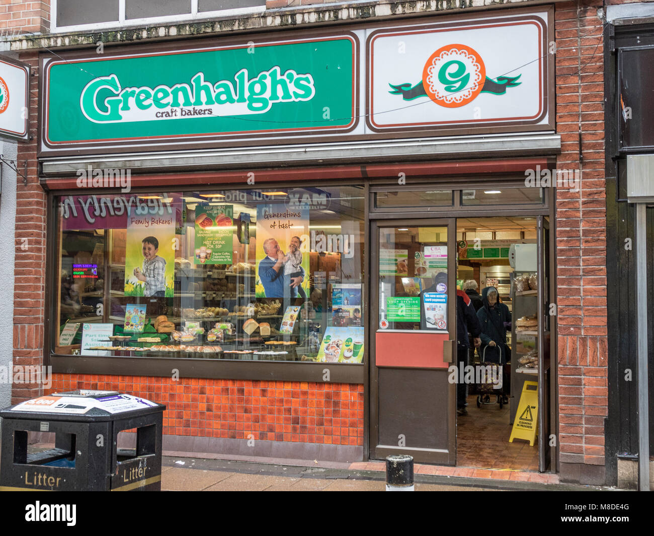 Greenhalgh's Bakery, Bradshawgate, Leigh Lancashire Stock Photo
