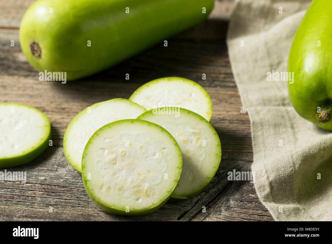 Raw Green Organic Opo Squash Ready to Cook Stock Photo