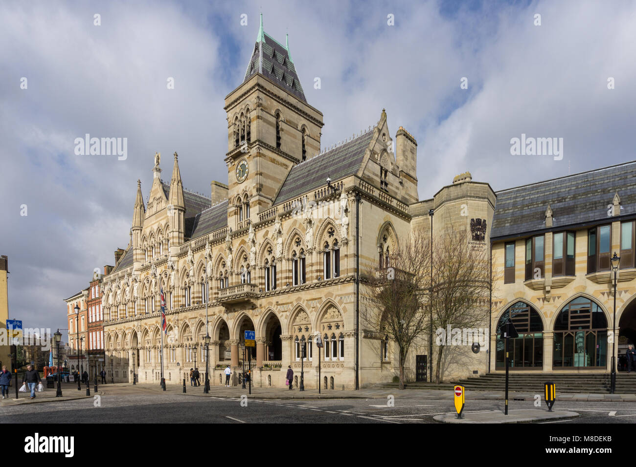 Exterior of Northampton Guildhall built 1861-64 by Edward Godwin in the neo-gothic style; now houses Northampton Borough Council. Stock Photo