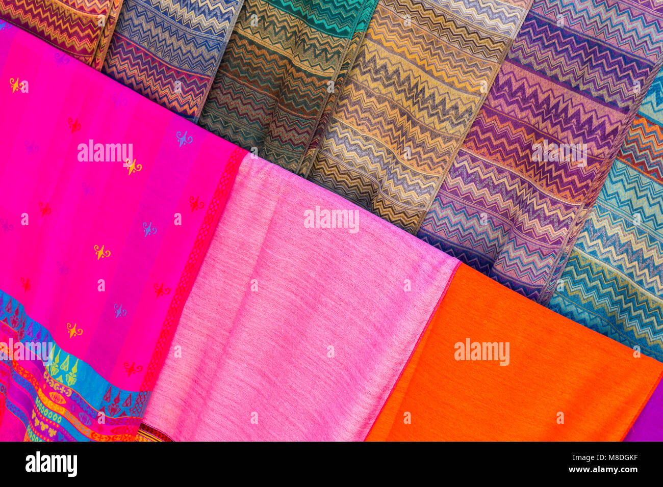 Colourful longis longyis textiles for sale at Indein Village, Inle Lake ...