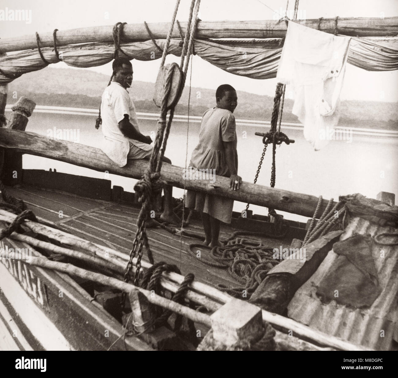 1940s East Africa - Uganda - fishing, fishermen Lake Victoria Stock ...