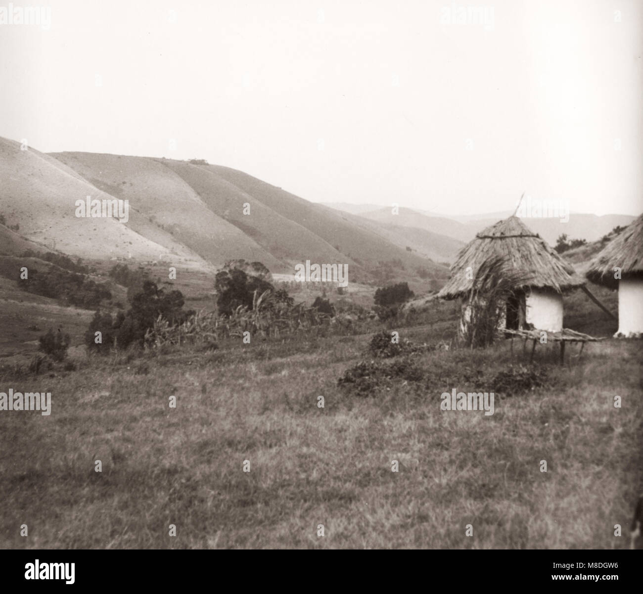 1940s East Africa - Uganda - houses, huts in the Marusange Valley Stock Photo