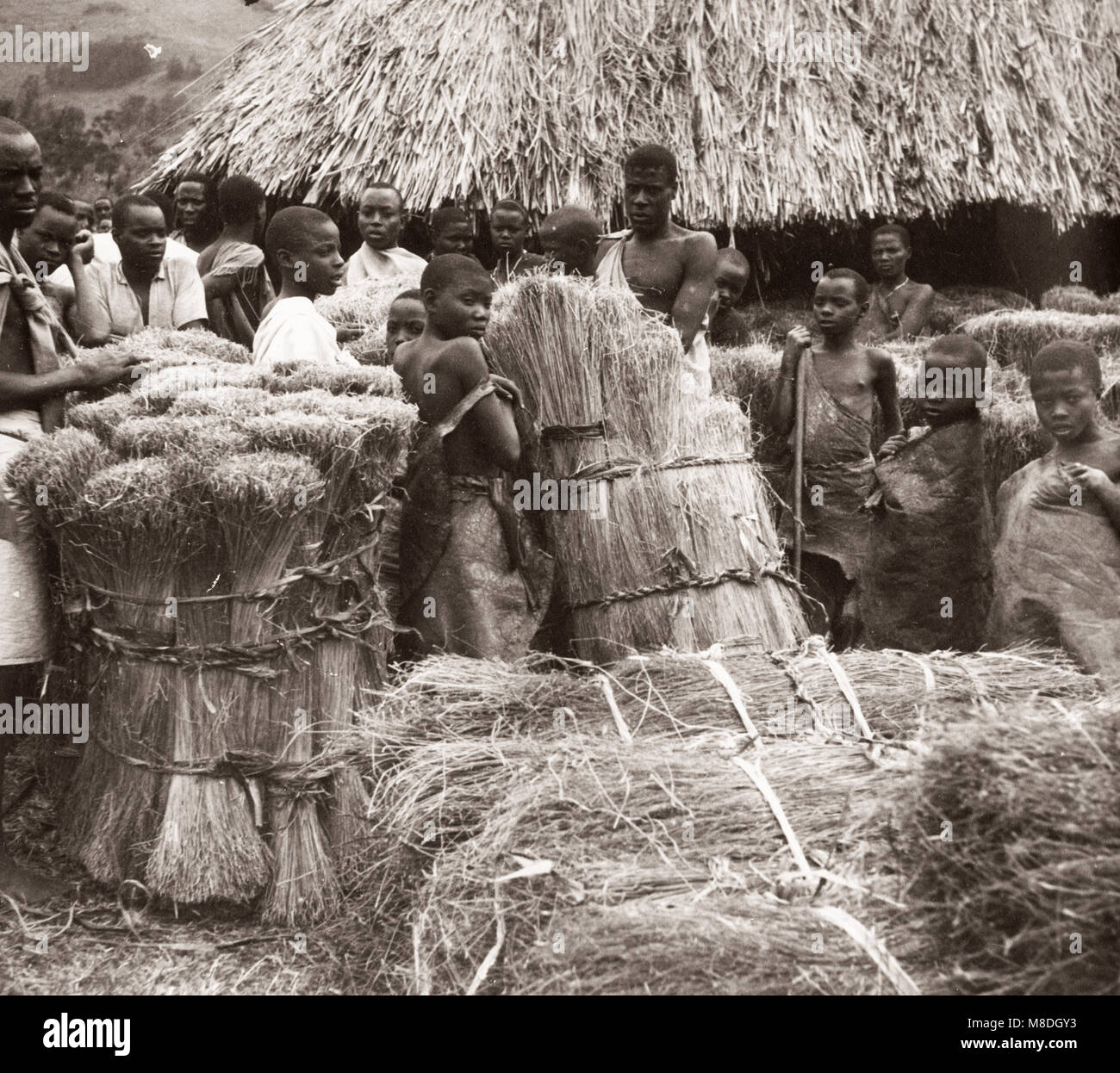 1940s East Africa - Uganda - flax market Narusanje Stock Photo