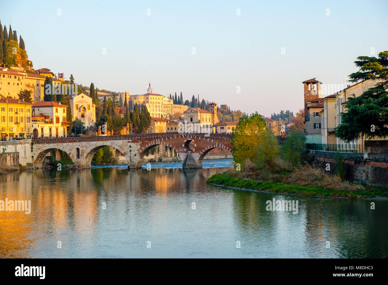 City of Verona with Adige river at sunny day. Italy Stock Photo - Alamy