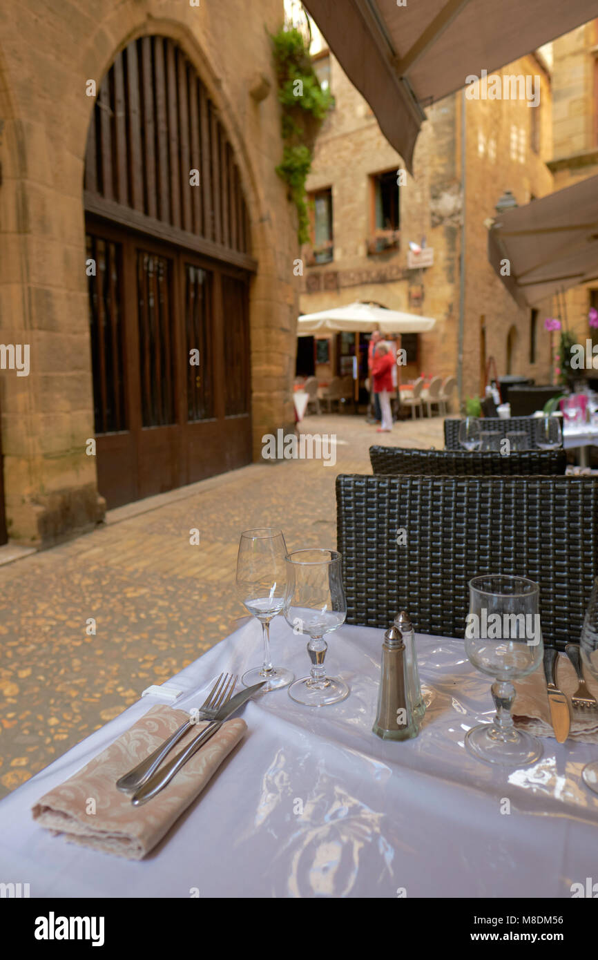 The medieval town of Sarlat la Caneda in the Perigord Noir region of the Dordogne France. Stock Photo