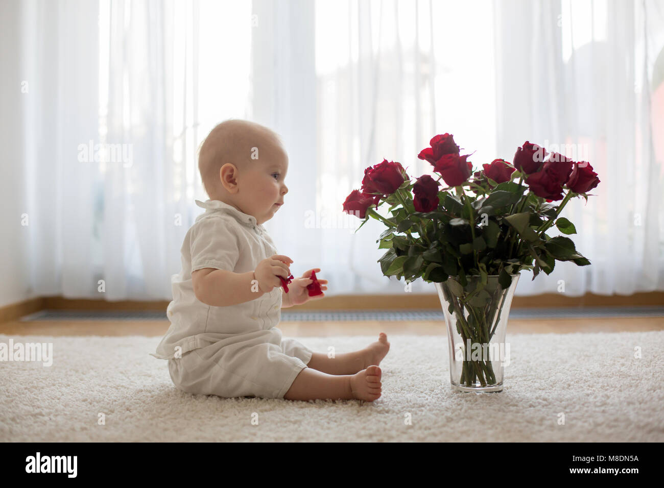 Cute Babies In Red Roses