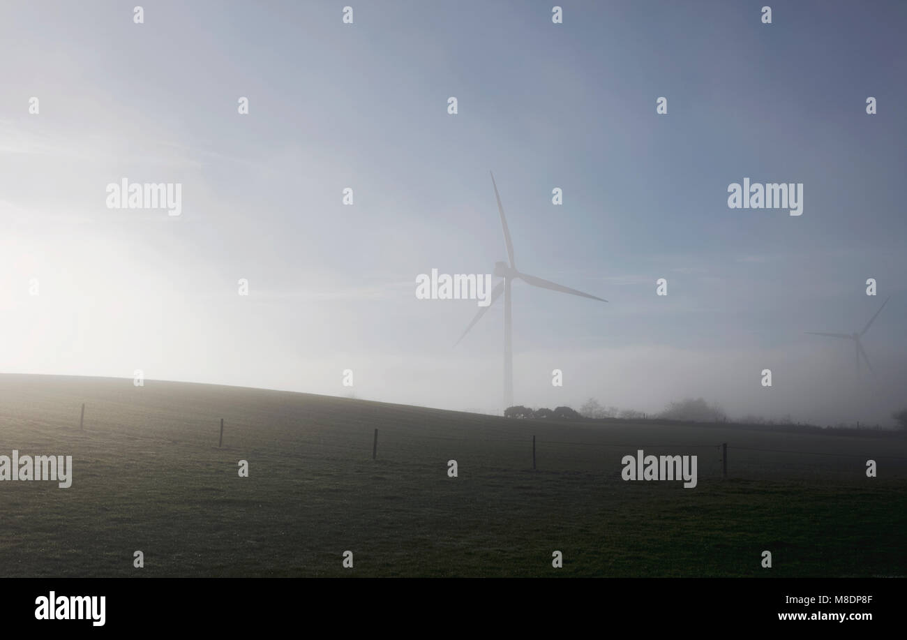 Rural scene with wind turbine, Houghton-le-Spring, Sunderland, UK Stock Photo