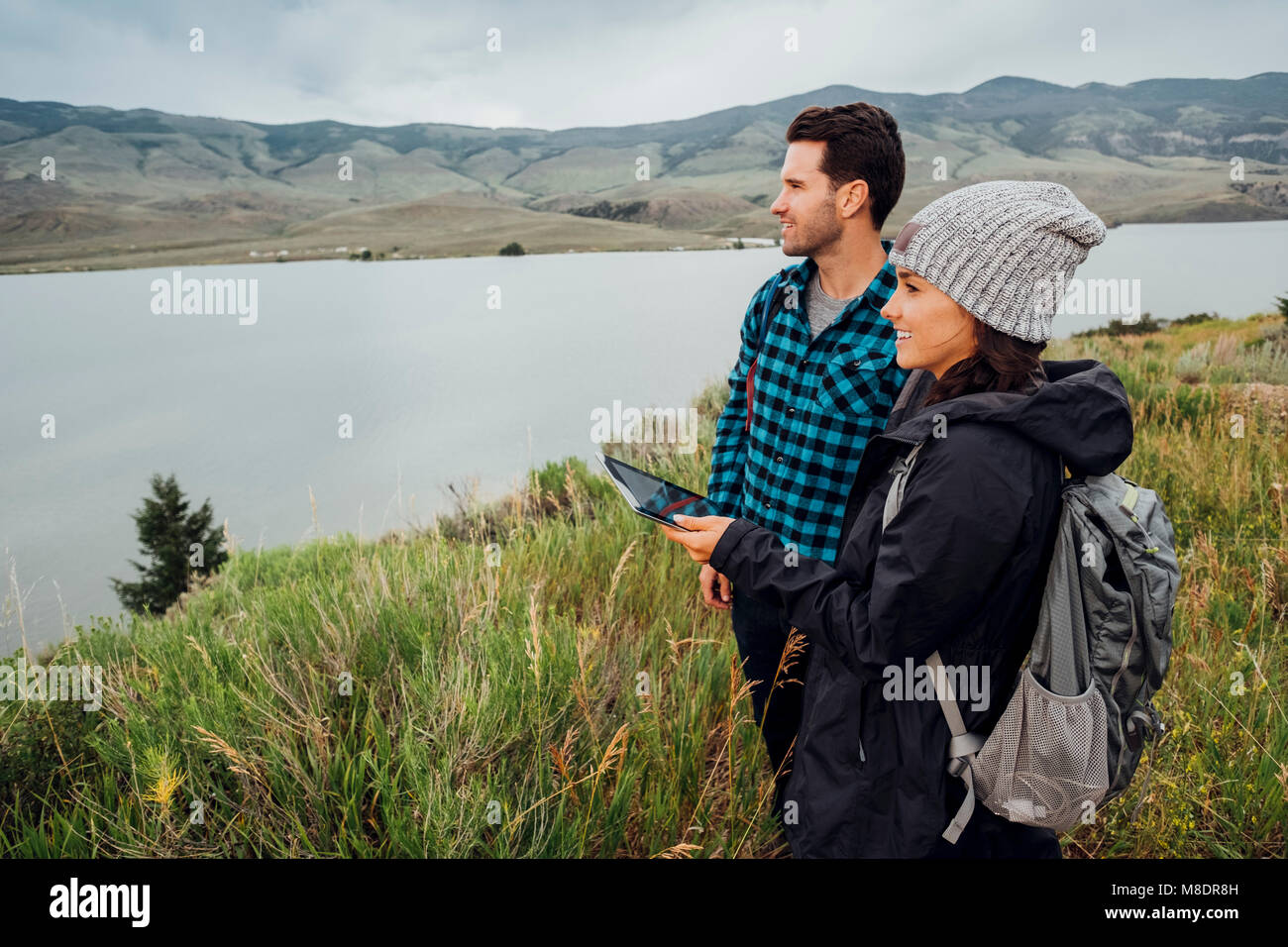 Couple man woman hiking hi-res stock photography and images - Alamy