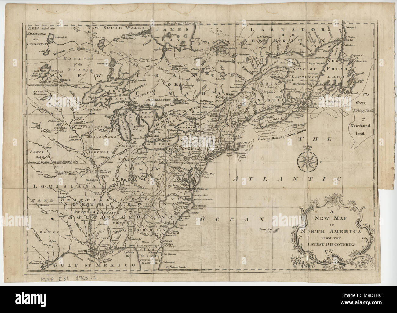 A New Map of North America, 1763 Stock Photo