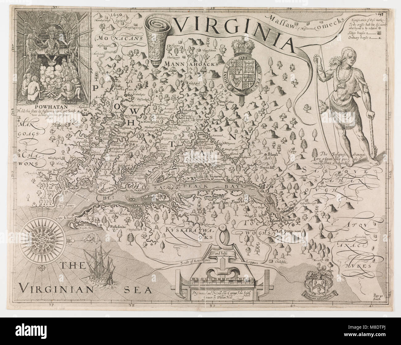 Map of Virginia, 1624 Stock Photo