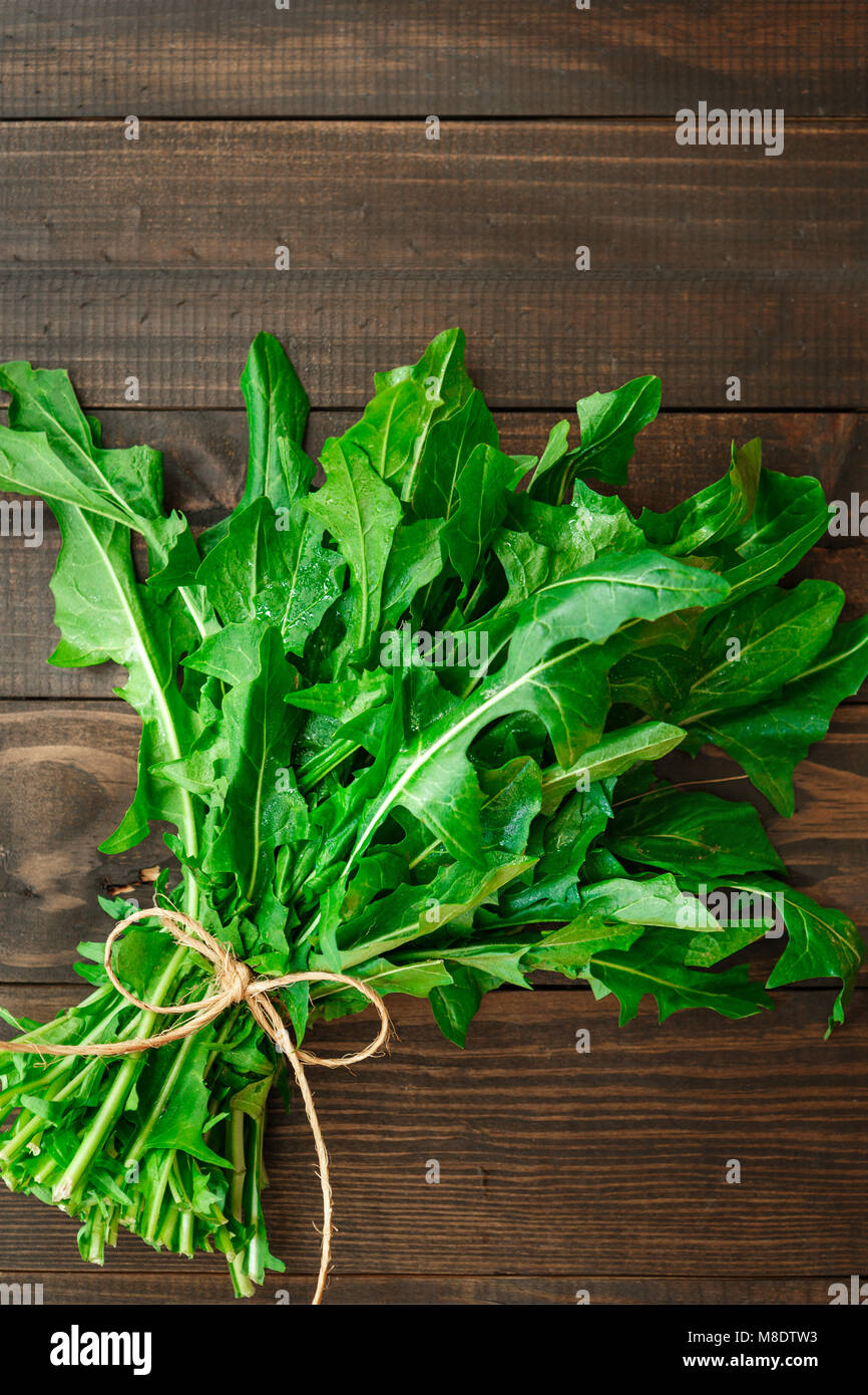 Fresh Organic Dandelion Greens Stock Photo Alamy