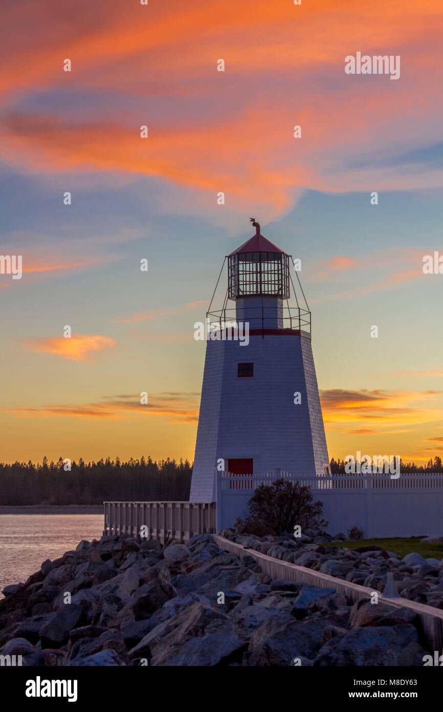 Restored historic Pendlebury Lighthouse, St. Andrews, New Brunswick, Canada -  New Brunswick's oldest remaining mainland lighthouse Stock Photo