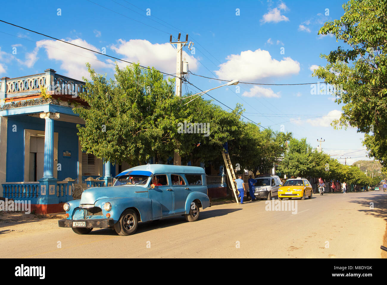 Vinales, Cuba - December 5, 2017: Old 1950s car in the central street of Vinales Stock Photo