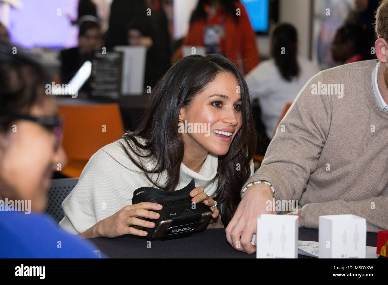 Megan Markle and Prince Harry visited Millennium Point in Birmingham on International Women's Day. Stock Photo