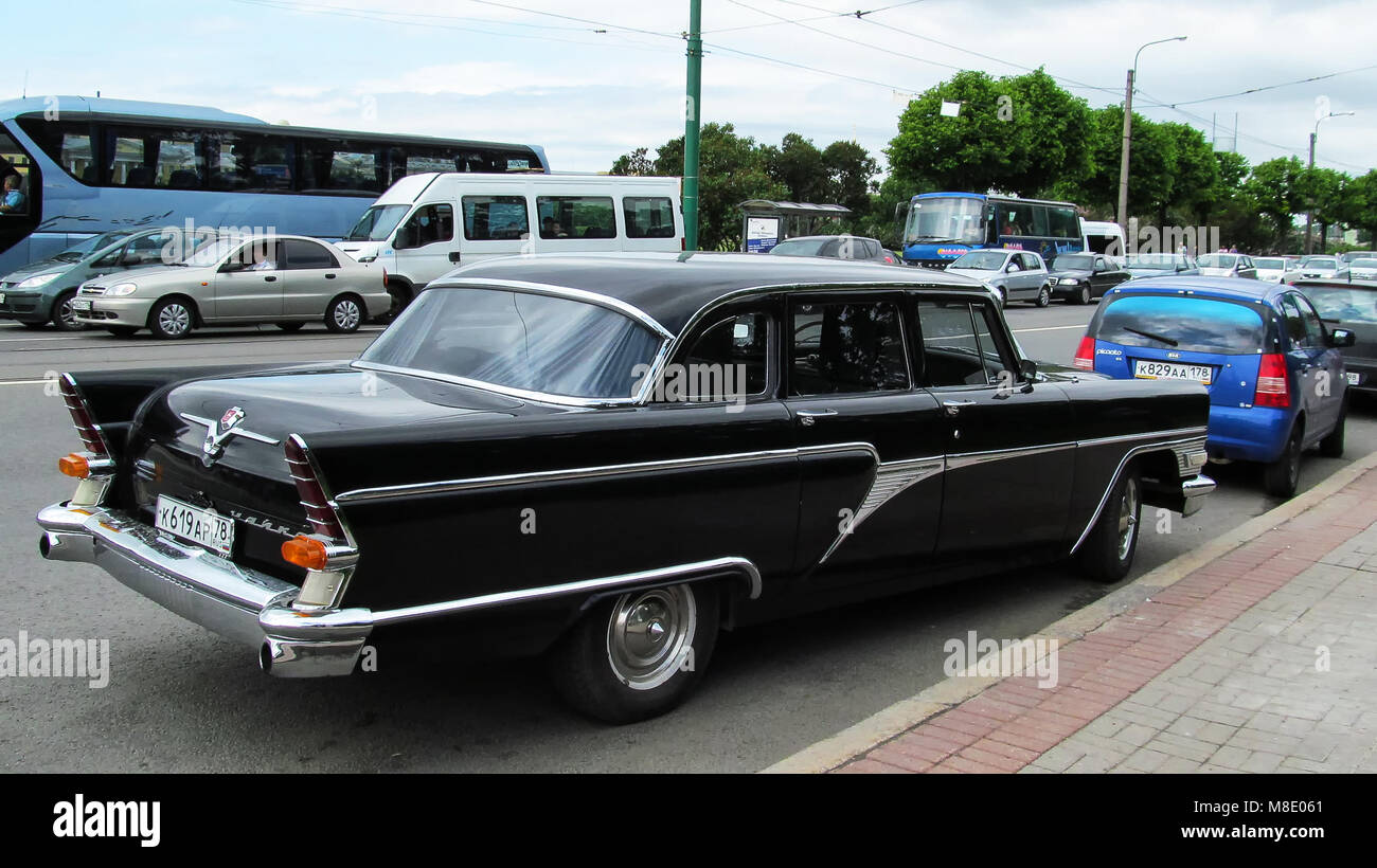 Russia, St. Petersburg - June 16, 2012: Soviet car of the Gorky automobile plant GAZ-13 'Chaika'. The car was produced from 1959 to 1988 Stock Photo