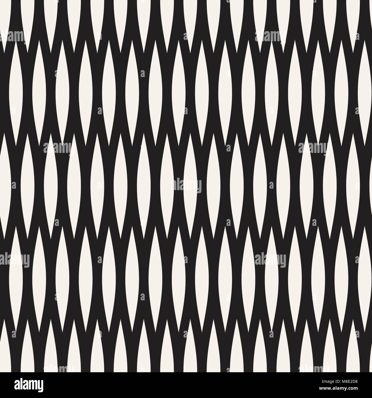 Vector Seamless Black and White Hand Drawn Wavy Lines Pattern Stock ...