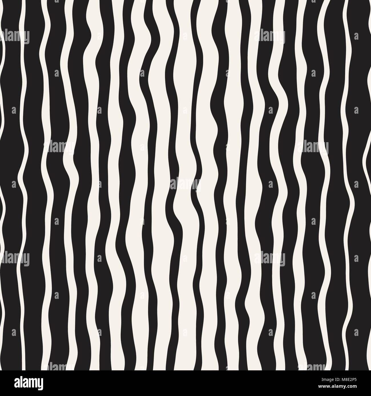 Vector seamless black and white hand drawn diagonal wavy lines pattern ...