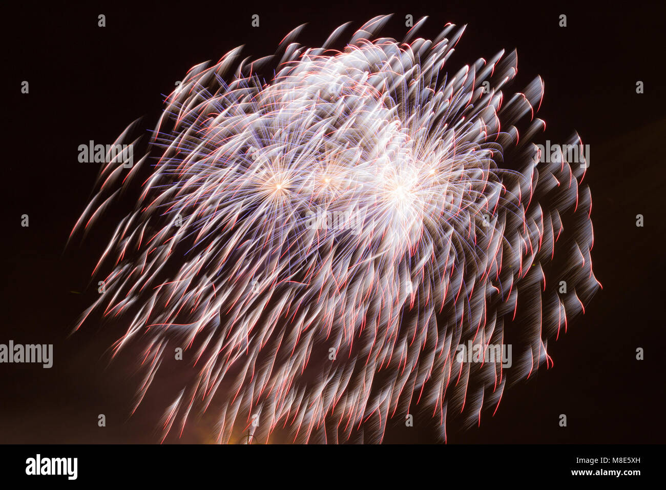 Beautiful fireworks on night sky Stock Photo