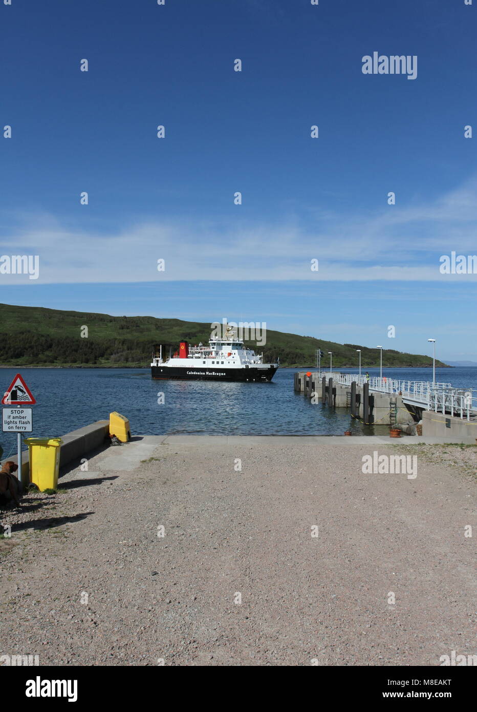 Small Isles ferry arriving Isle of Rum Scotland June 2012 Stock Photo