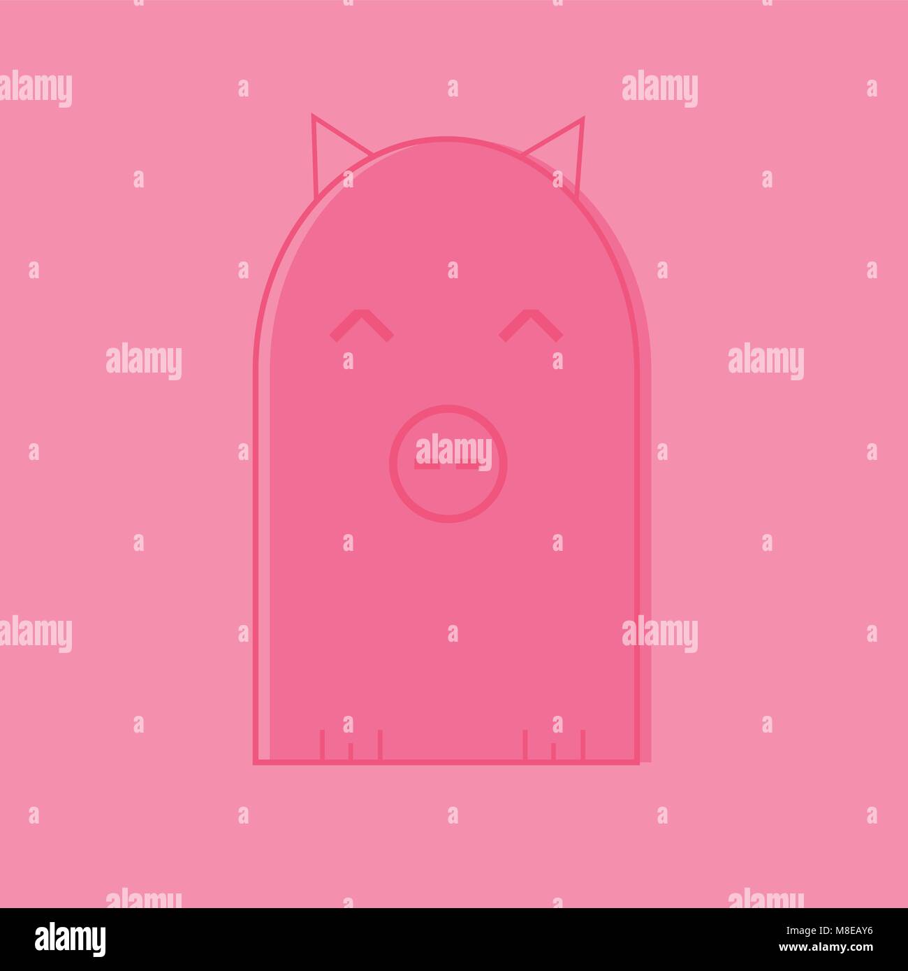 Colorful stylized drawing of cute cartoon pig swine - for icon or sign template Stock Vector