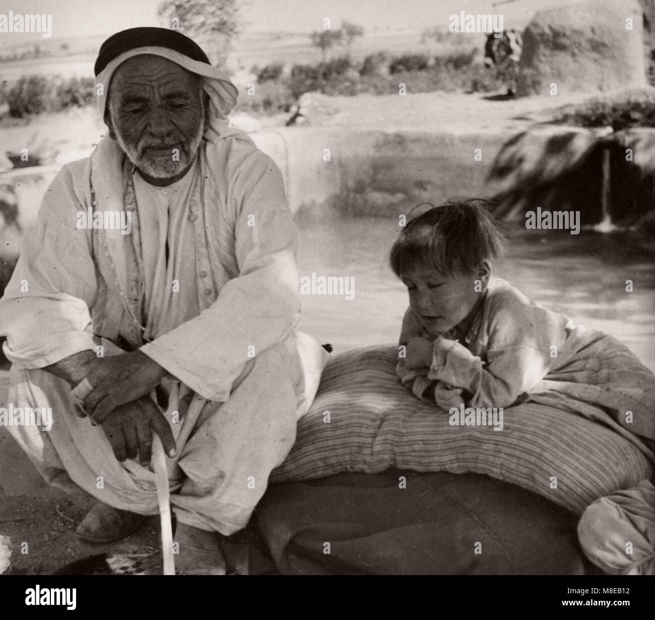1943 Syria - man and boy suffering from Trachoma Stock Photo