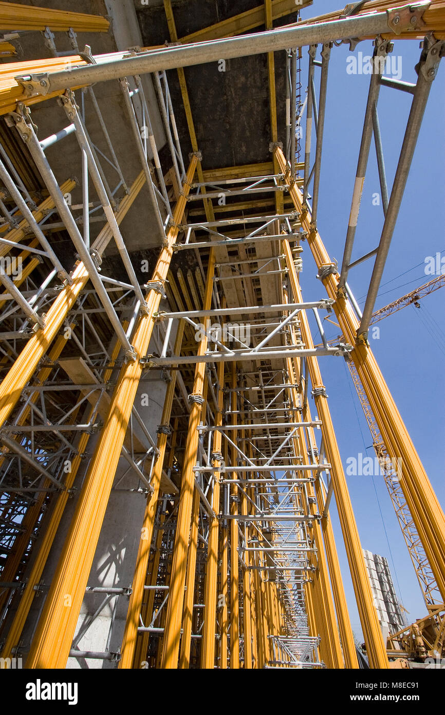 Bridge column with scaffolding on construction site Stock Photo - Alamy