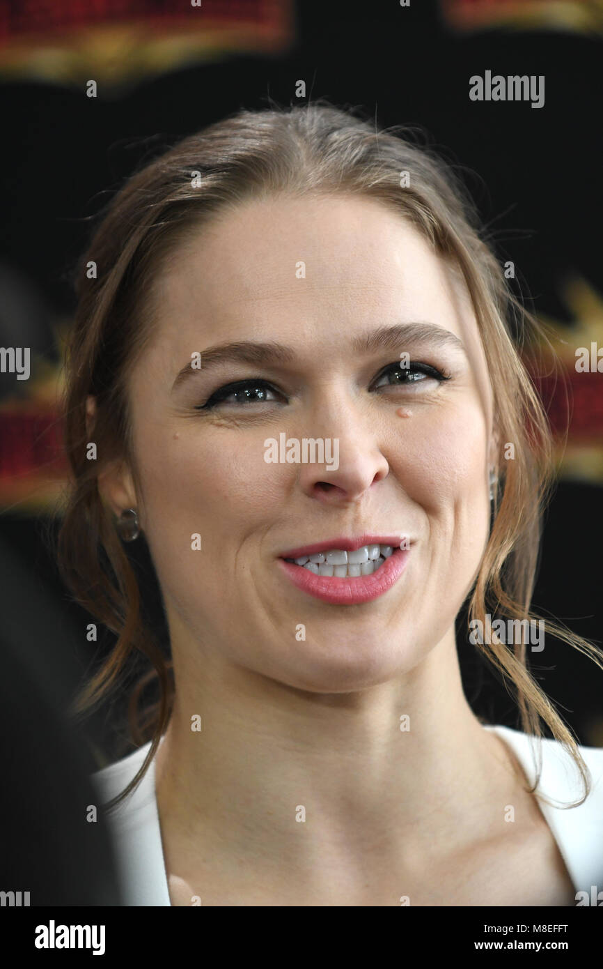 East Rutherford, NJ, USA. 16th Mar, 2018. Ronda Rousey at the press conference announcing WWE Wrestlemania 35 returning to METLIFE Stadium in 2019 at East Rutherford, New Jersey on March 16, 2018. Credit: George Napolitano/Media Punch/Alamy Live News Stock Photo