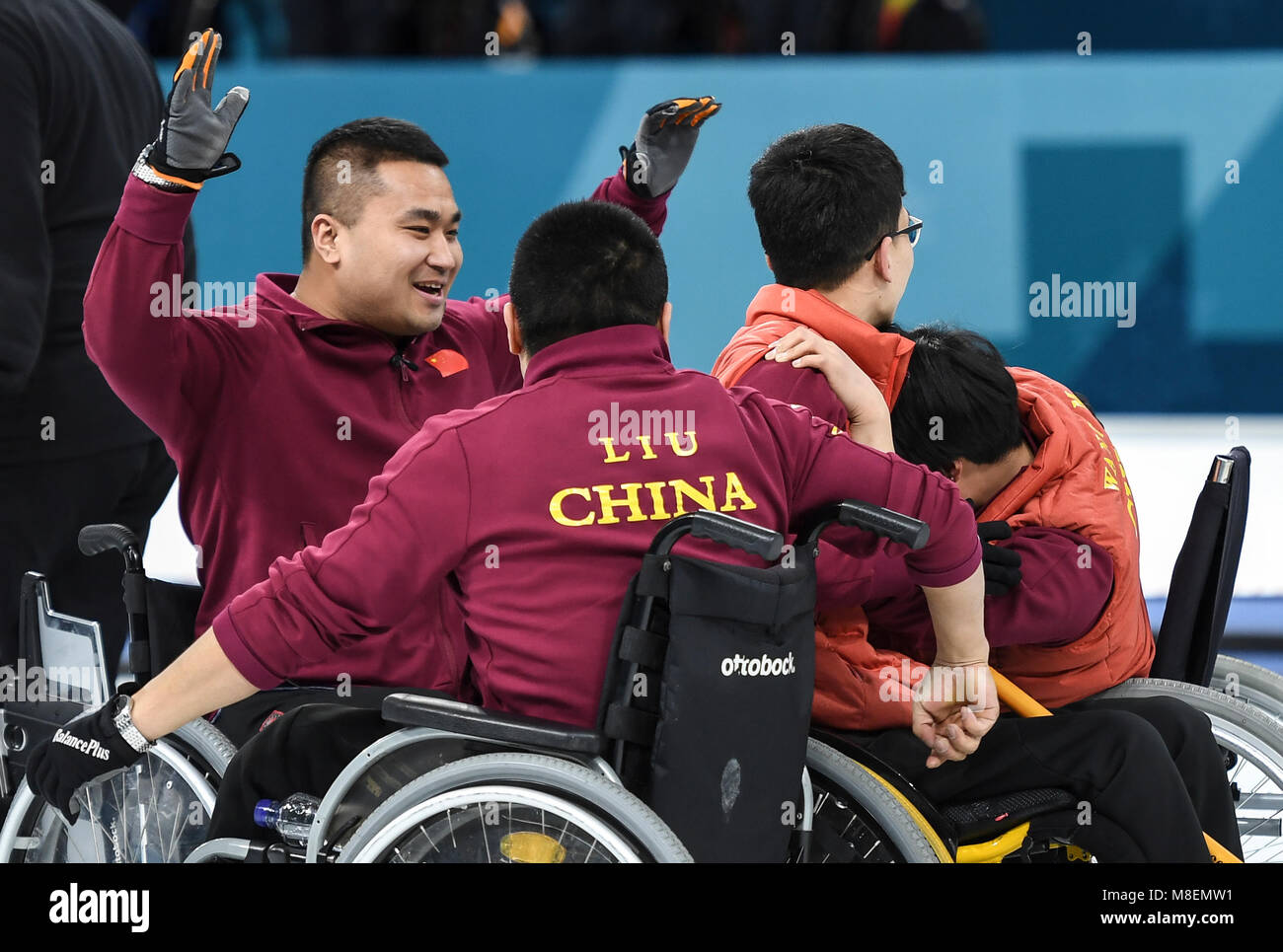 Pyeongchang, South Korea. 17th Mar, 2018. China's Wang Haitao (1st L ...