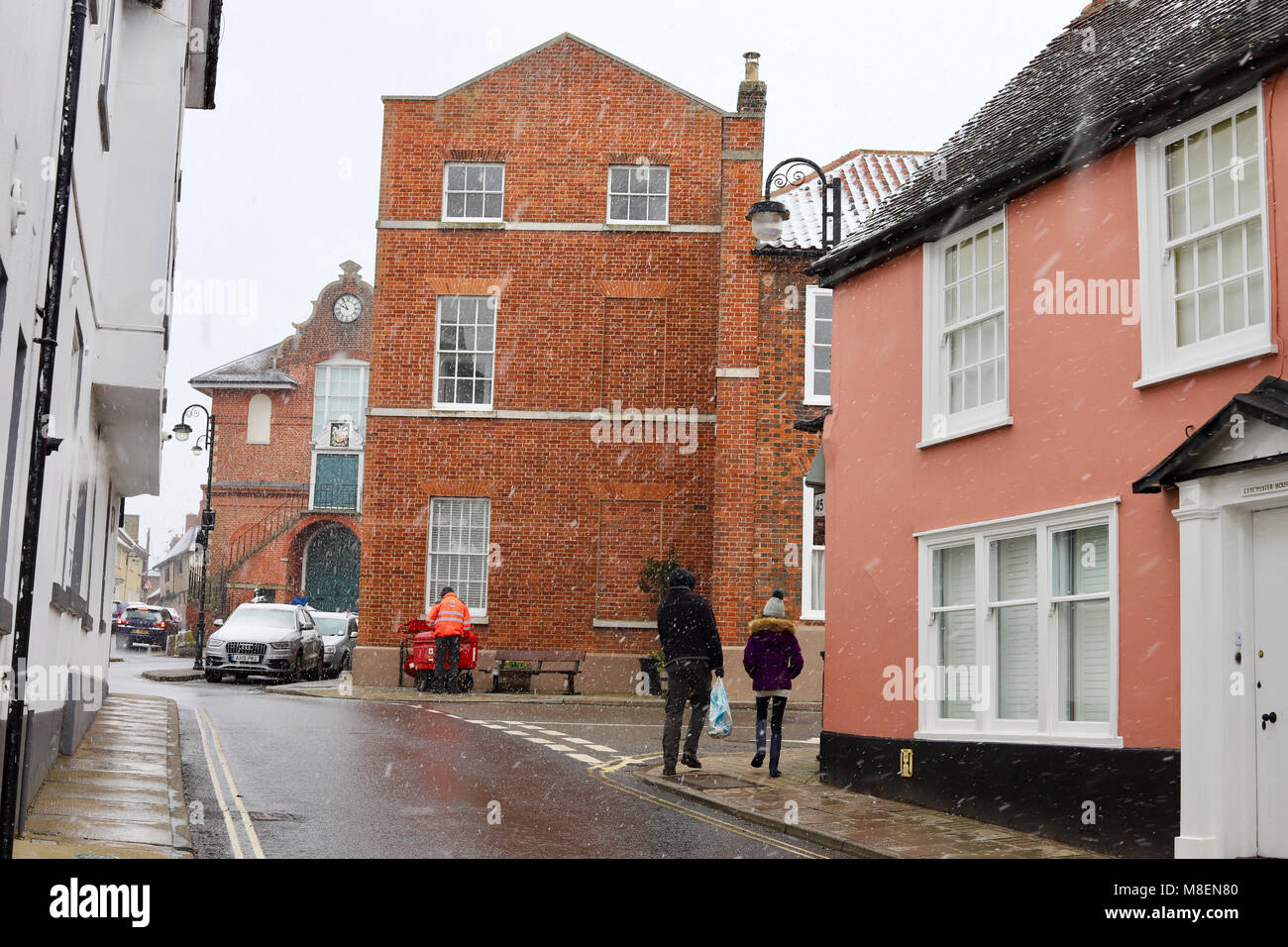 UK Weather Snow and cold this morning in Woodbridge, Suffolk. Credit