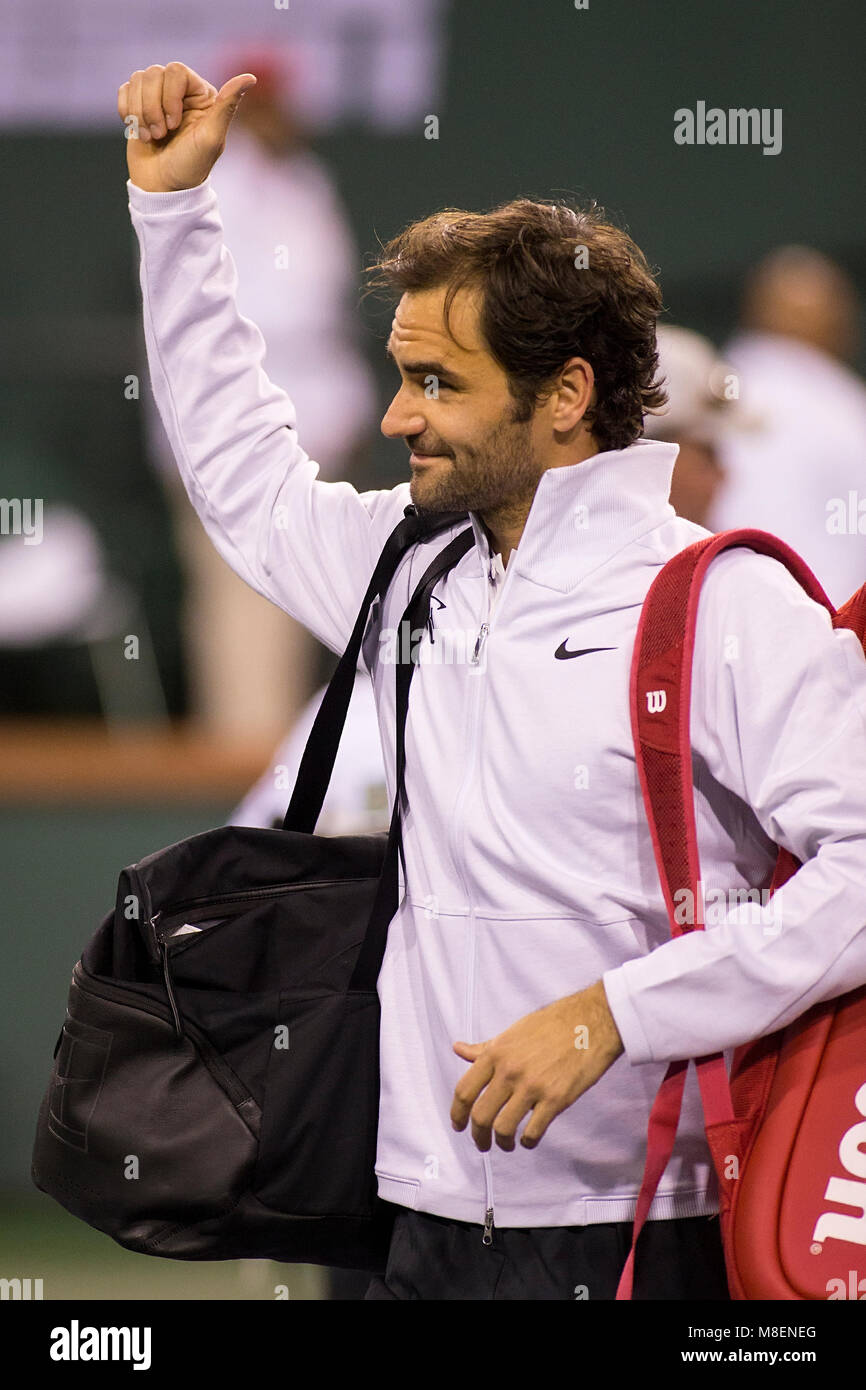 Indian Wells, California, USA. 15th Mar, 2018. Roger Federer (SUI) defeated Hyeon Chung (KOR) 7-5, 6-1 in Wells Tennis Garden in Indian Wells, California. © Mal Taam/TennisClix/CSM/Alamy Live News Stock Photo