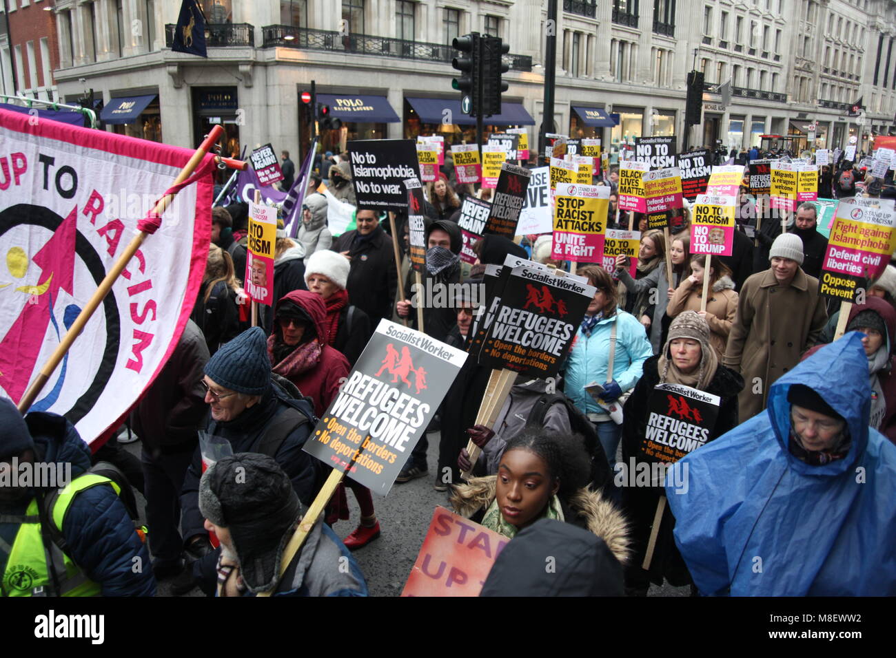 London, UK, 17 Mar 2018. Protesters at the UN Anti-Racism March in London Credit: Alex Cavendish/Alamy Live News Stock Photo