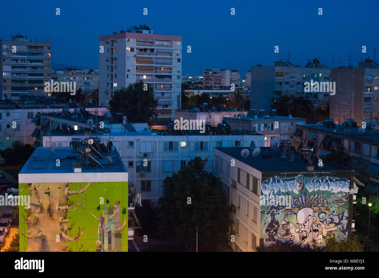 Athens. Urban landscape by night. Greece. Stock Photo