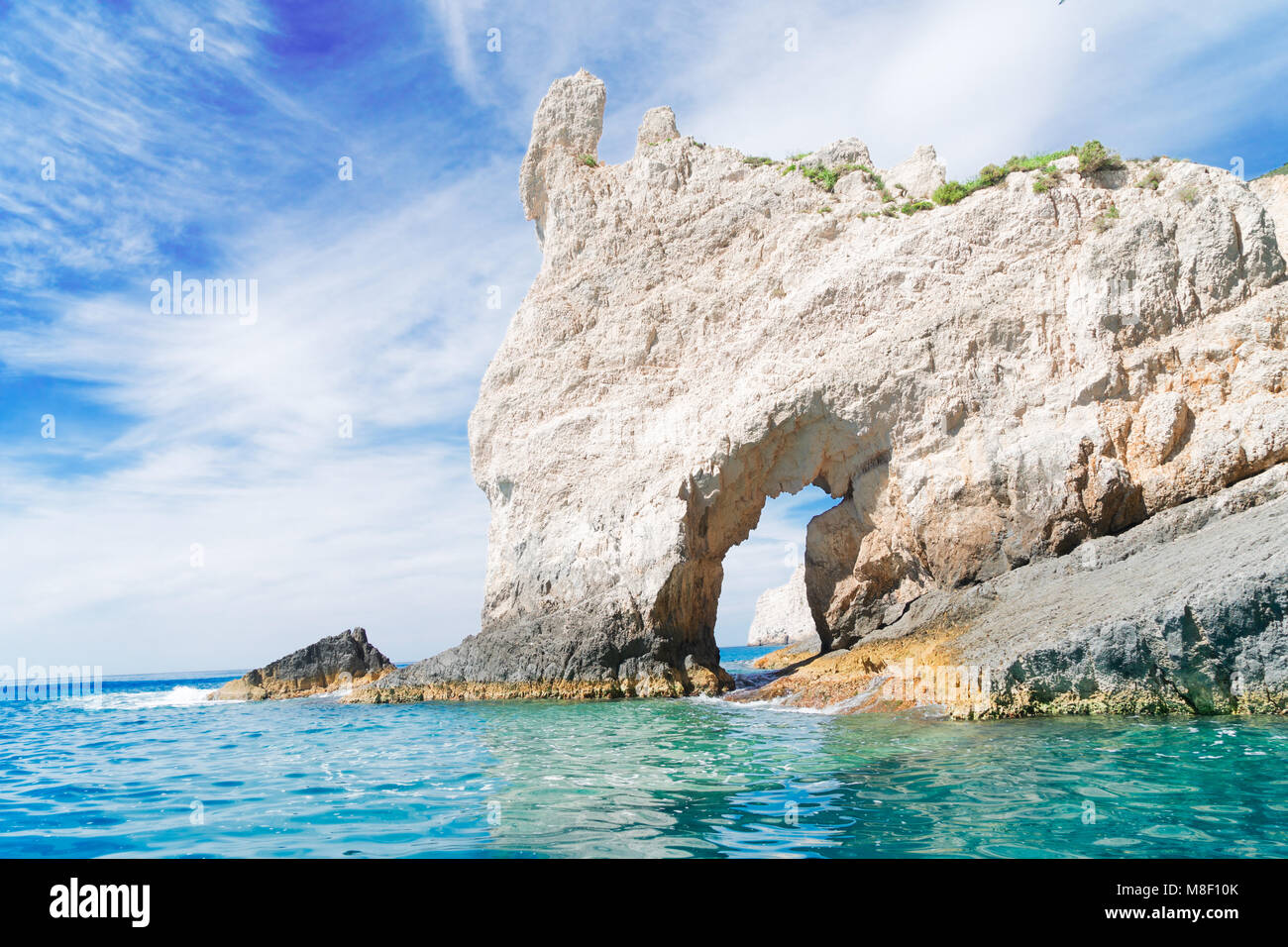 Ionian sea white rocks, beautiful landscape of Zakinthos island, Greece ...