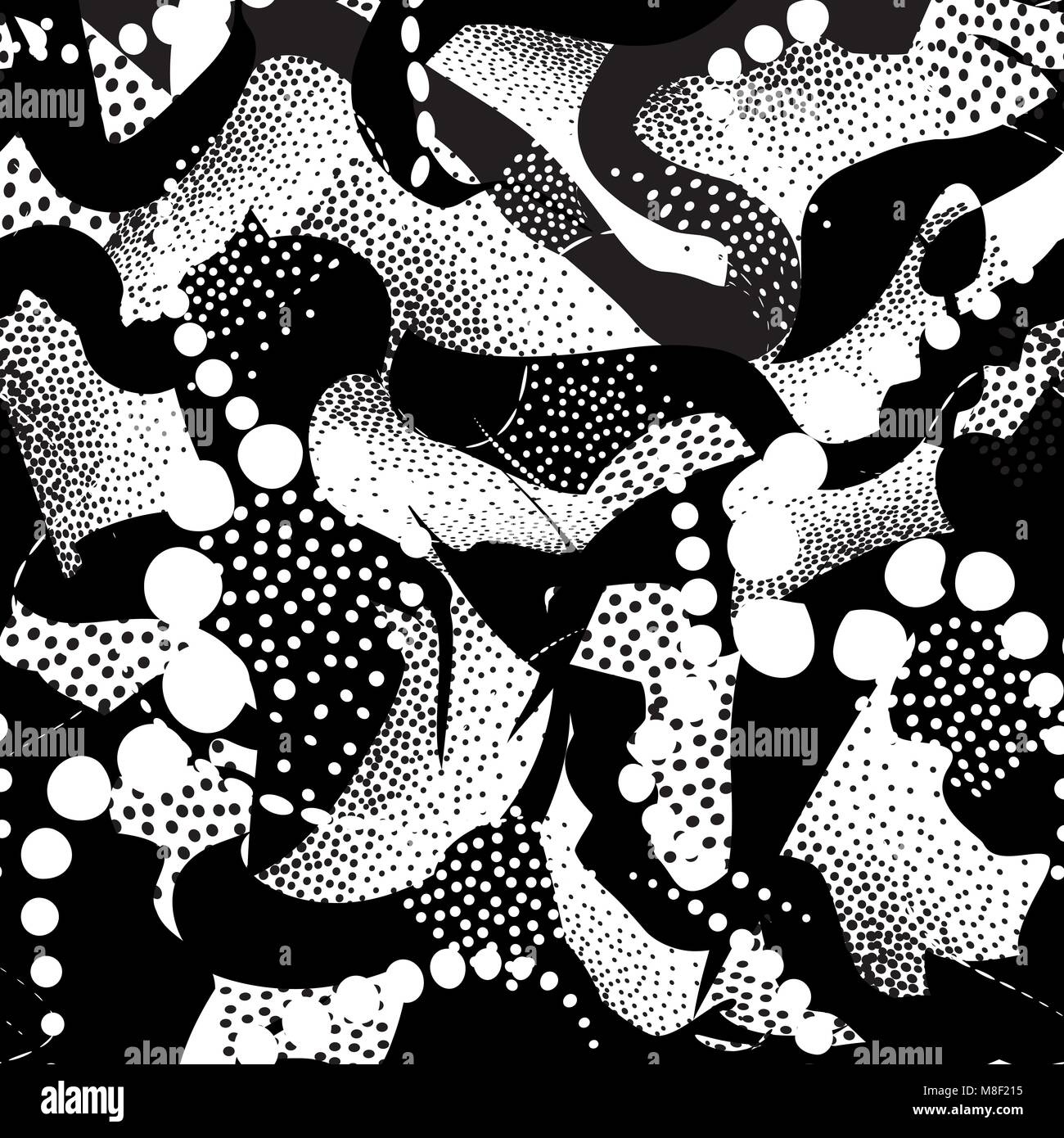 Abstract blot seamless pattern. Black dotted painted spotted tile ...