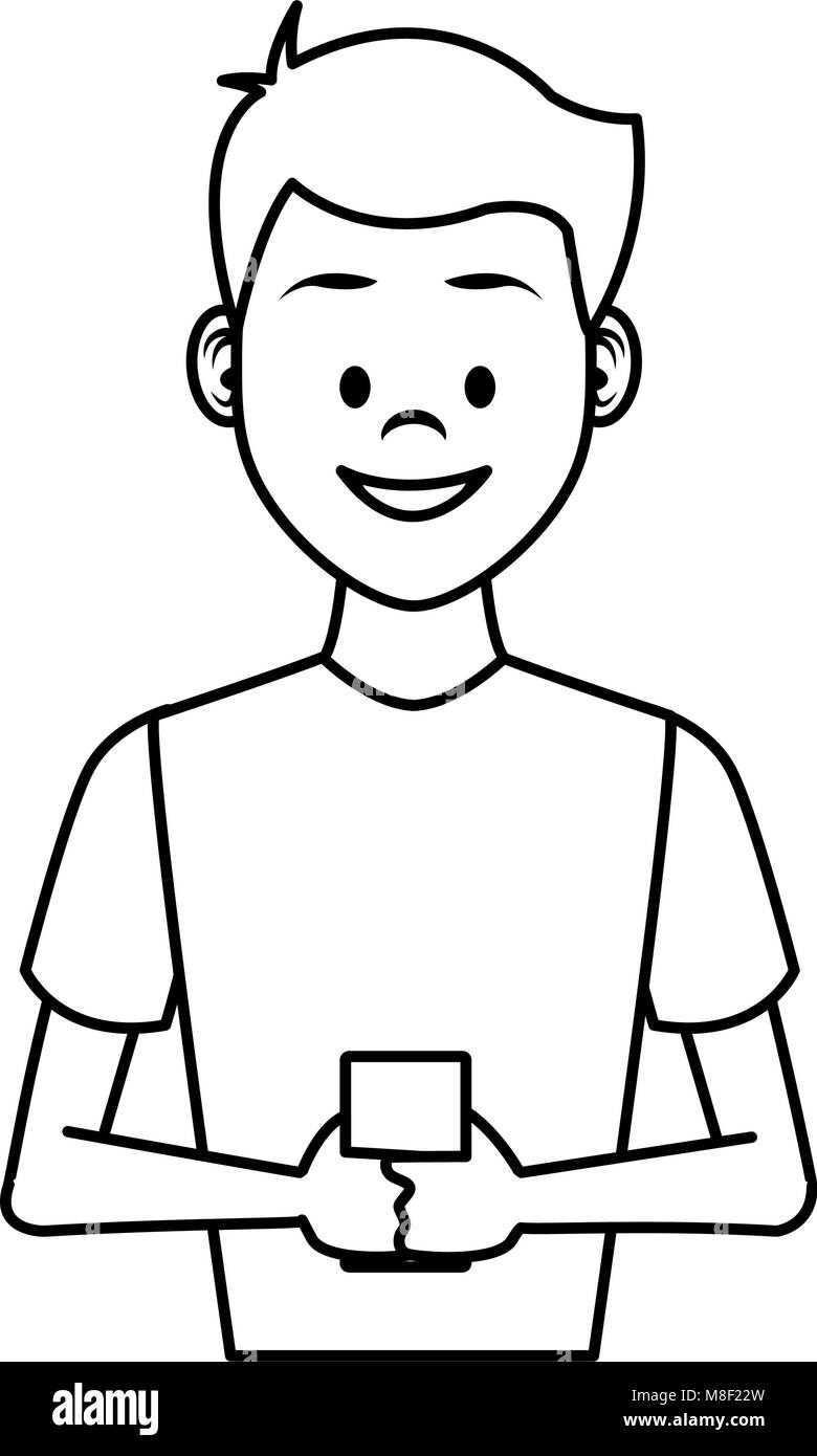Young man with smartphone vector illustration graphic design Stock ...