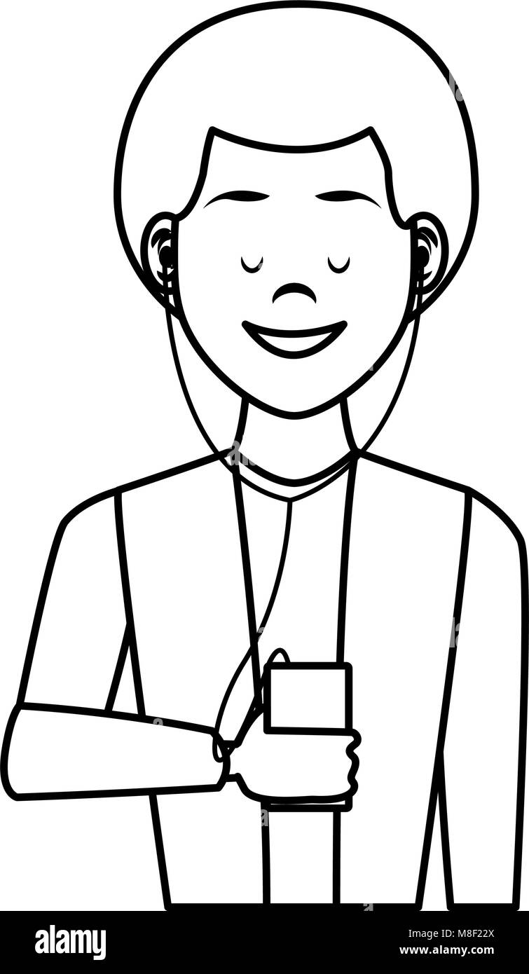 Young man with smartphone vector illustration graphic design Stock ...