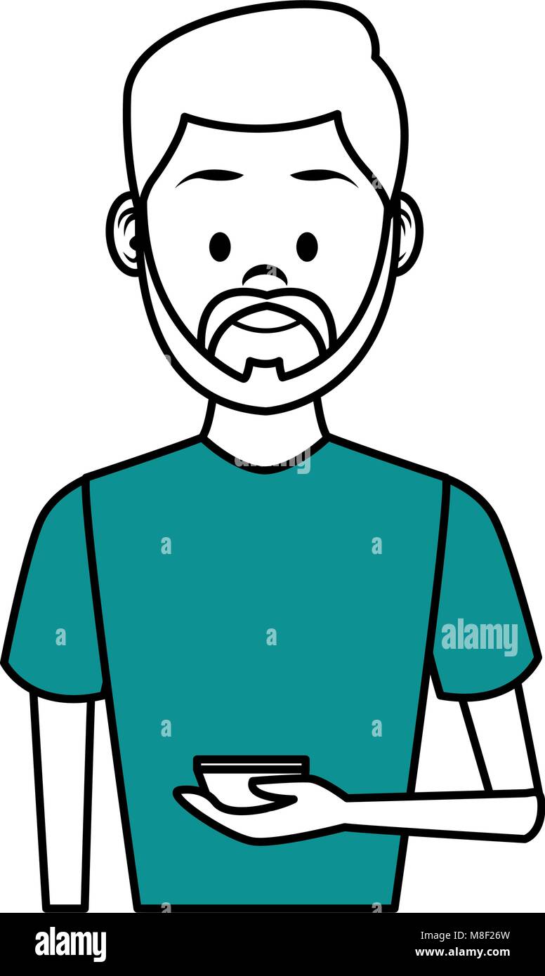 Young man with smartphone vector illustration graphic design Stock ...