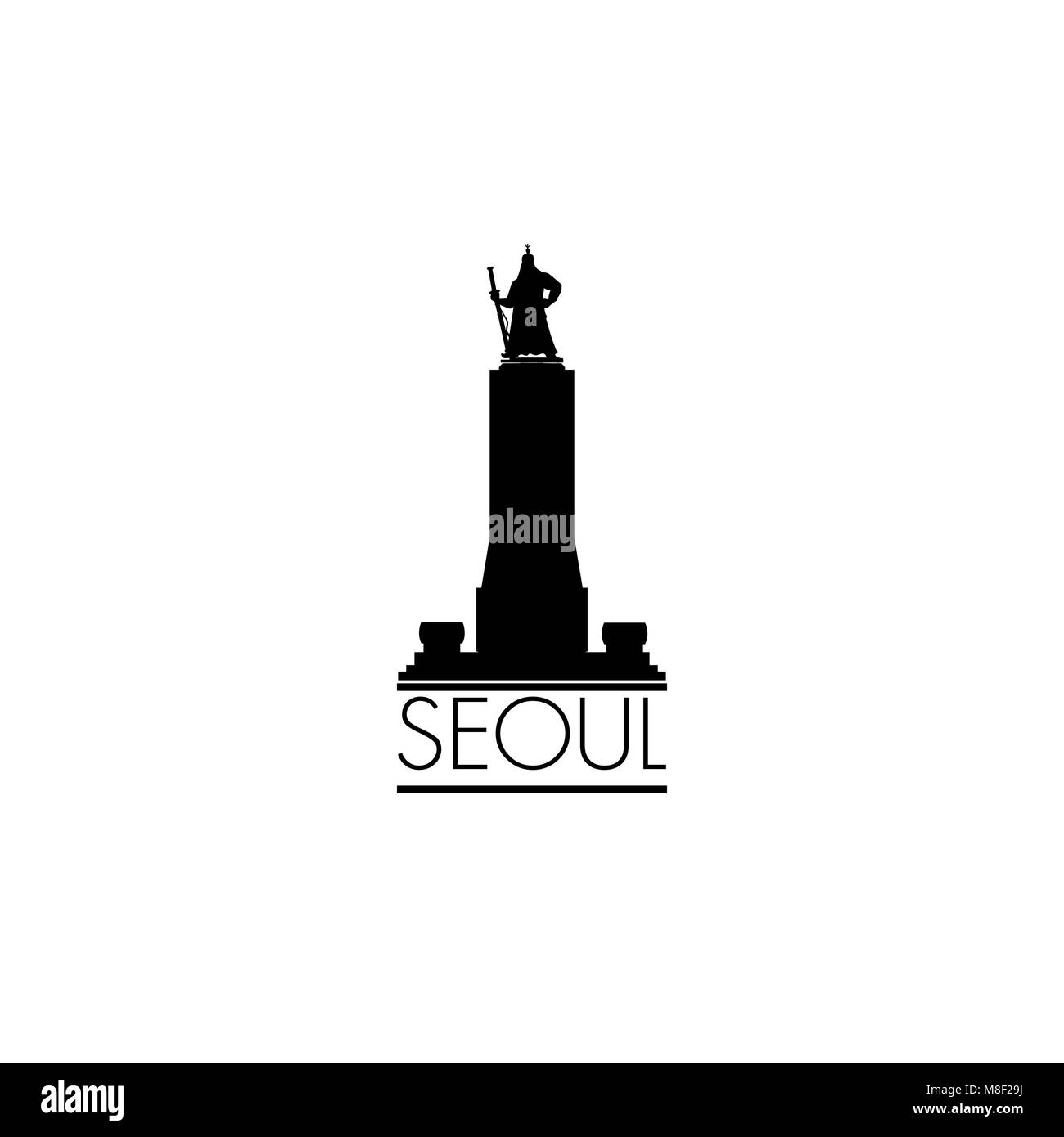 Seoul city symbol, South Republic of Korea. Korean famous tourist monument to Admiral Yin-Sin icon. Stock Vector