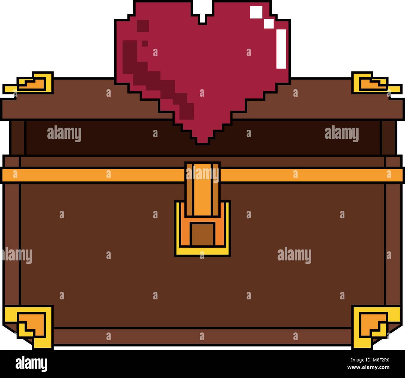 Pixelated wooden chest with heart vector illustration graphic design ...