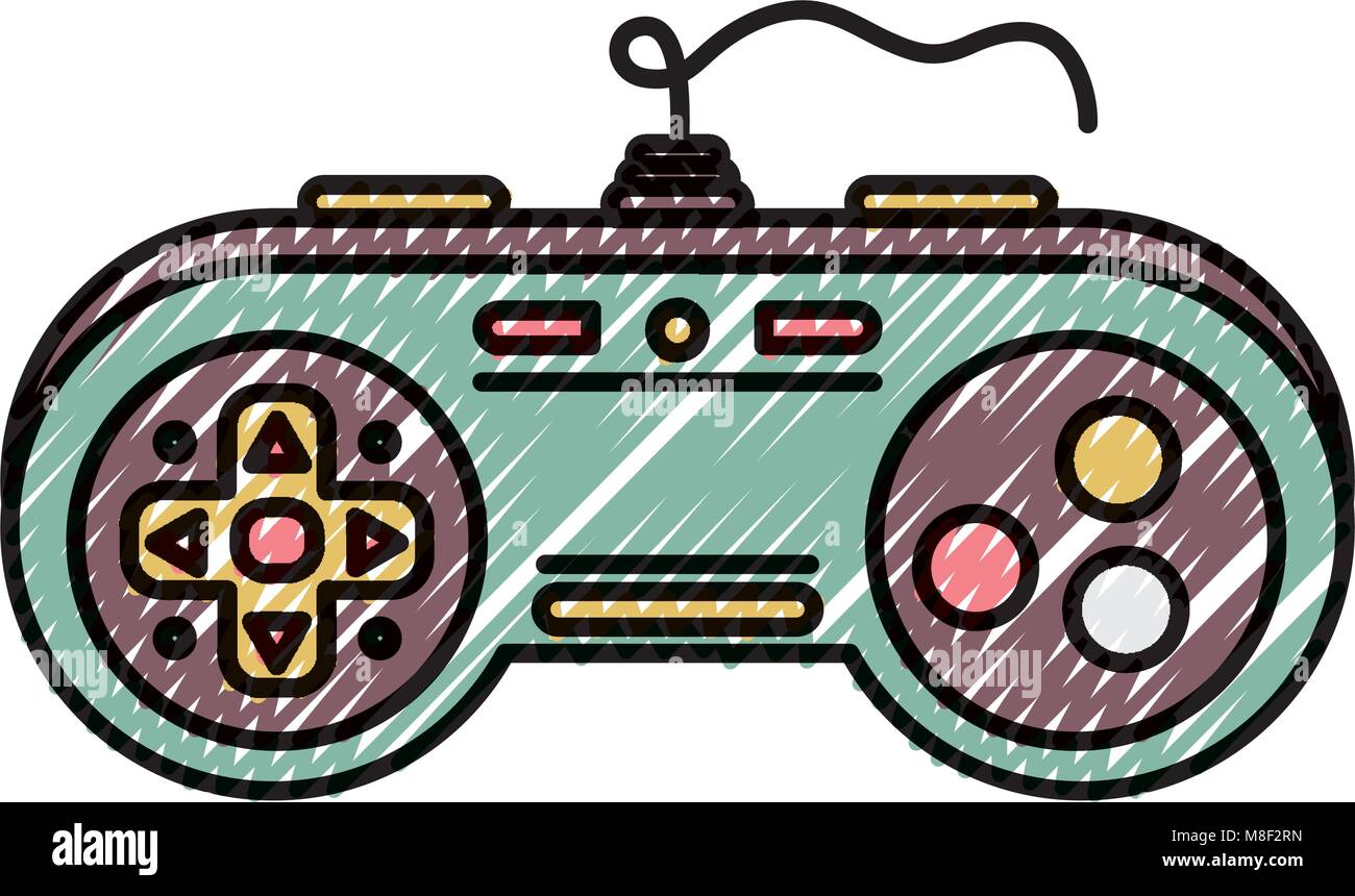 doodle videogame console control with button design Stock Vector Image ...