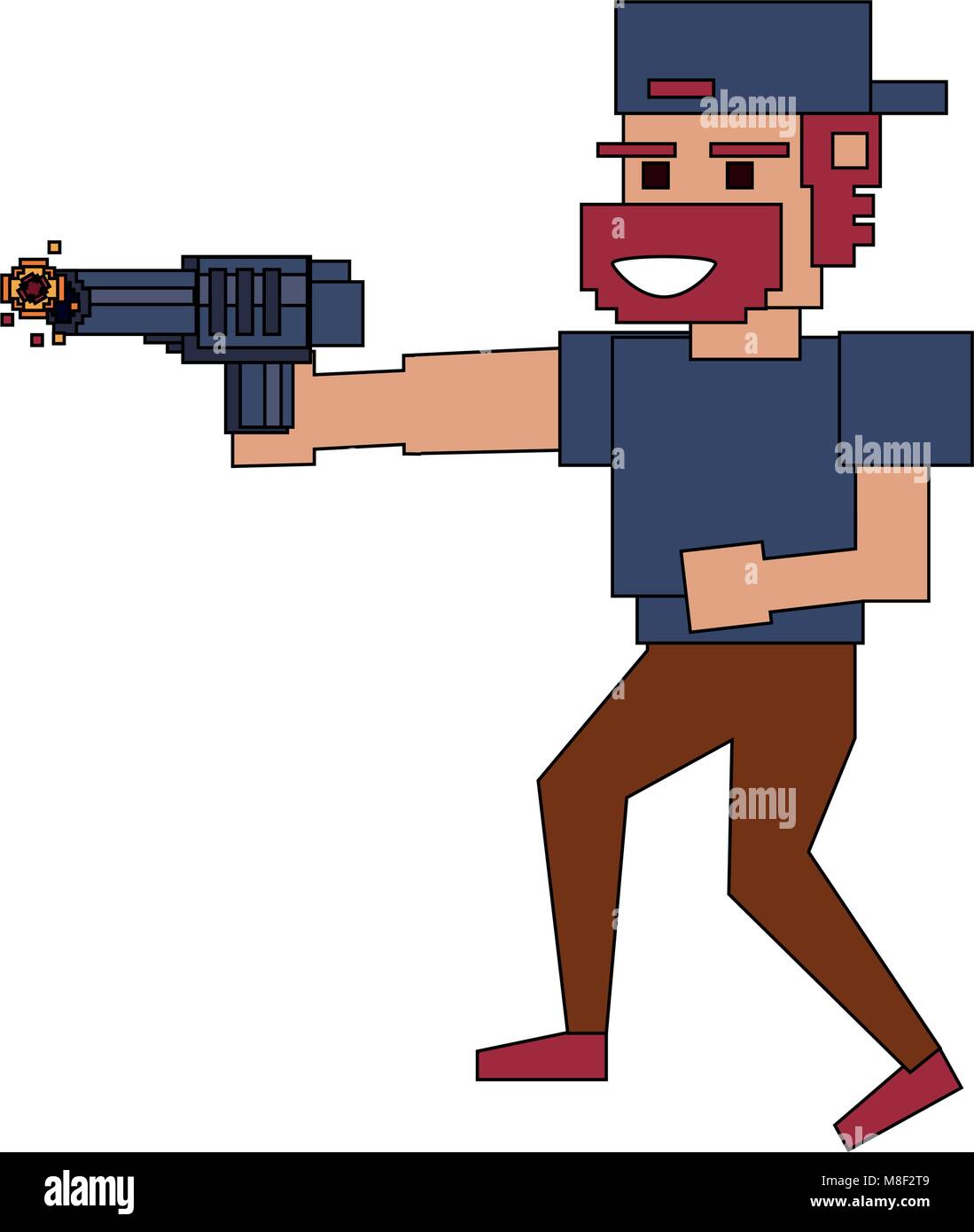Pixelated ganster with handgun vector illustration graphic design Stock ...