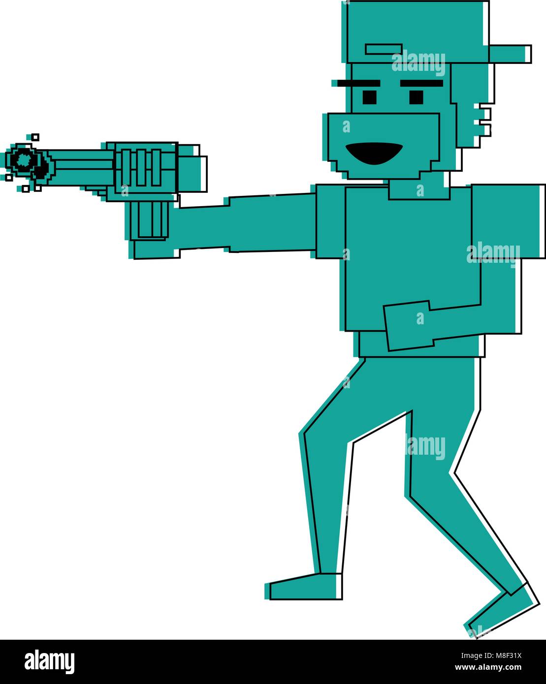 Pixelated ganster with handgun vector illustration graphic design Stock ...
