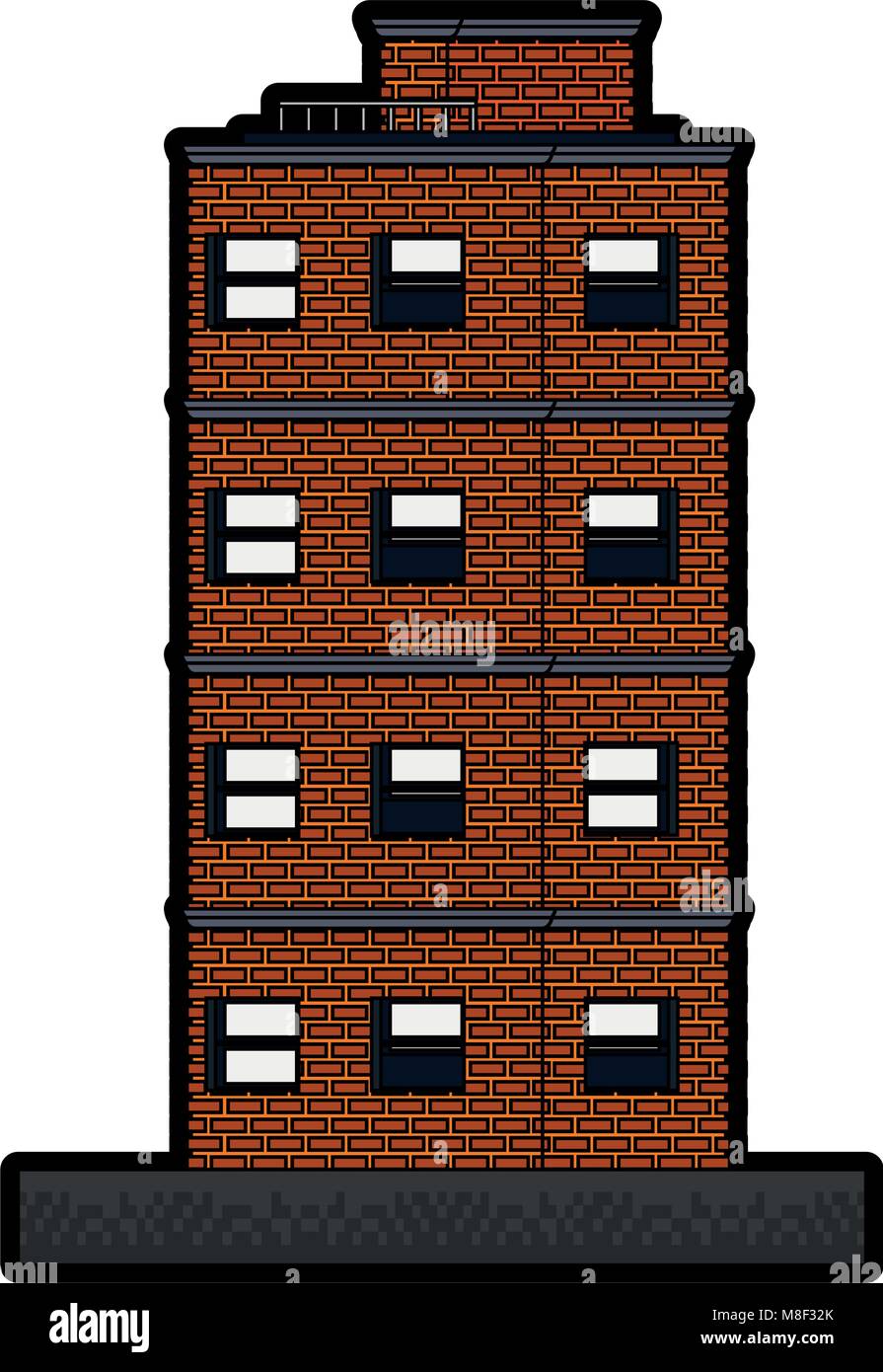 Pixelated building isolated vector illustration graphic design Stock Vector