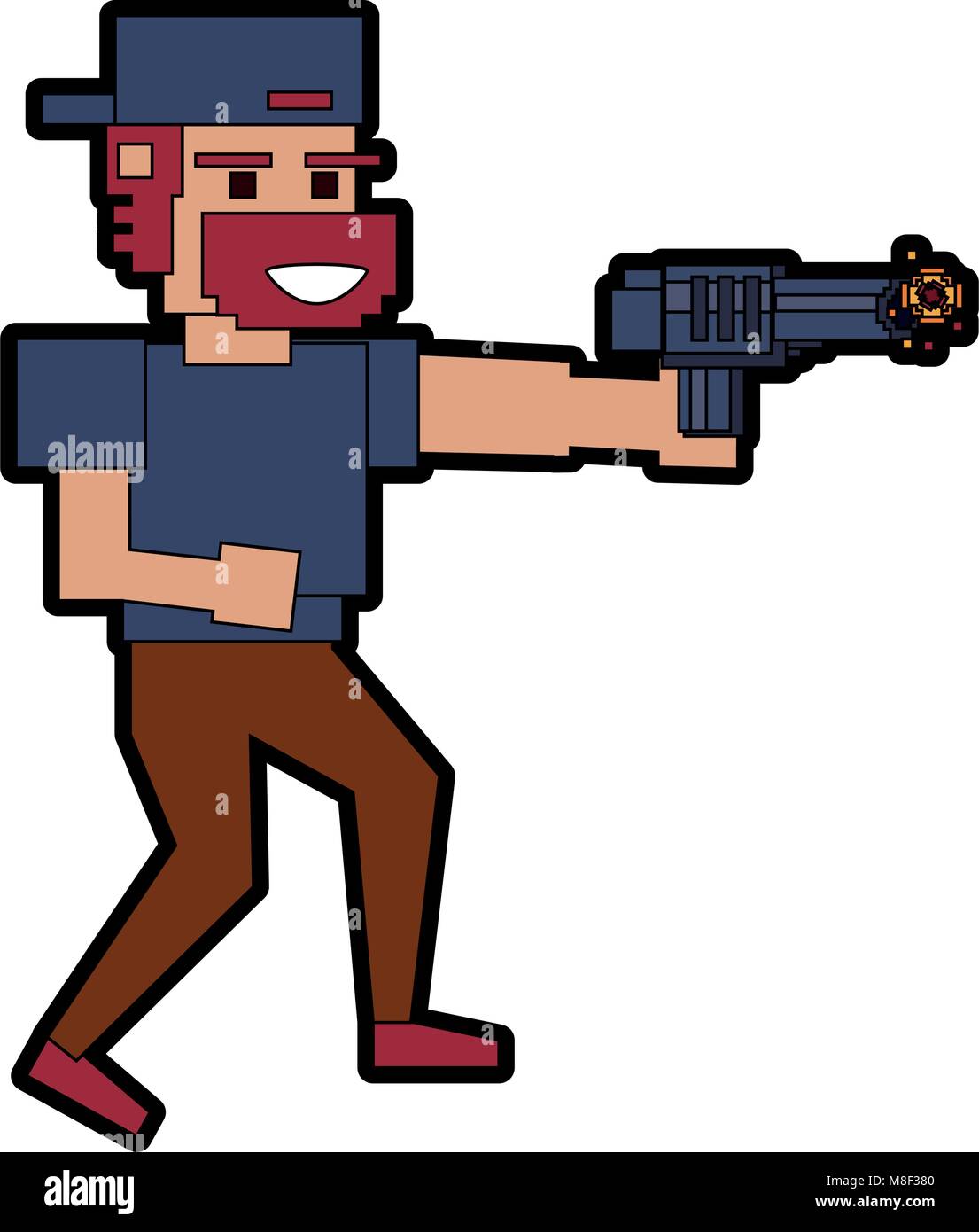Pixelated ganster with handgun vector illustration graphic design Stock ...