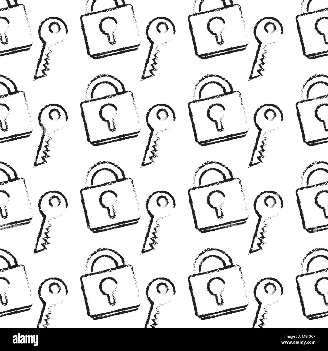 grunge close padlock object with key background Stock Vector Image ...