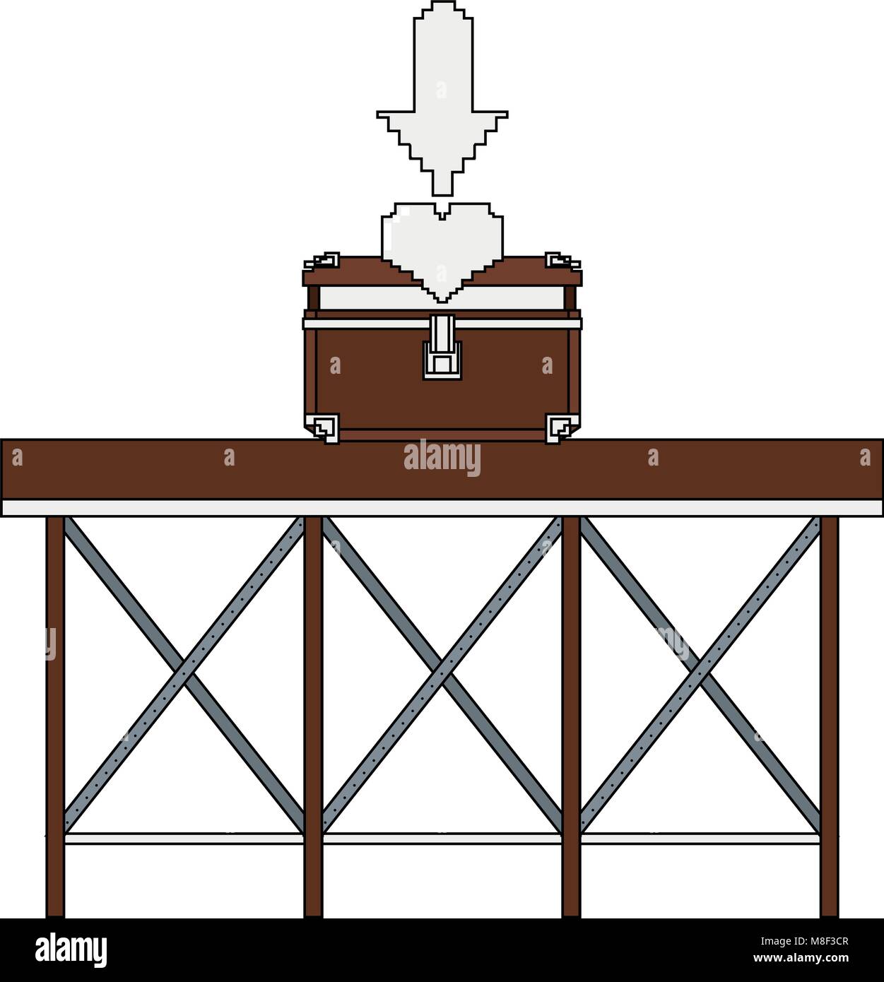 Pixelated chest with heart inside on structure vector illustration ...