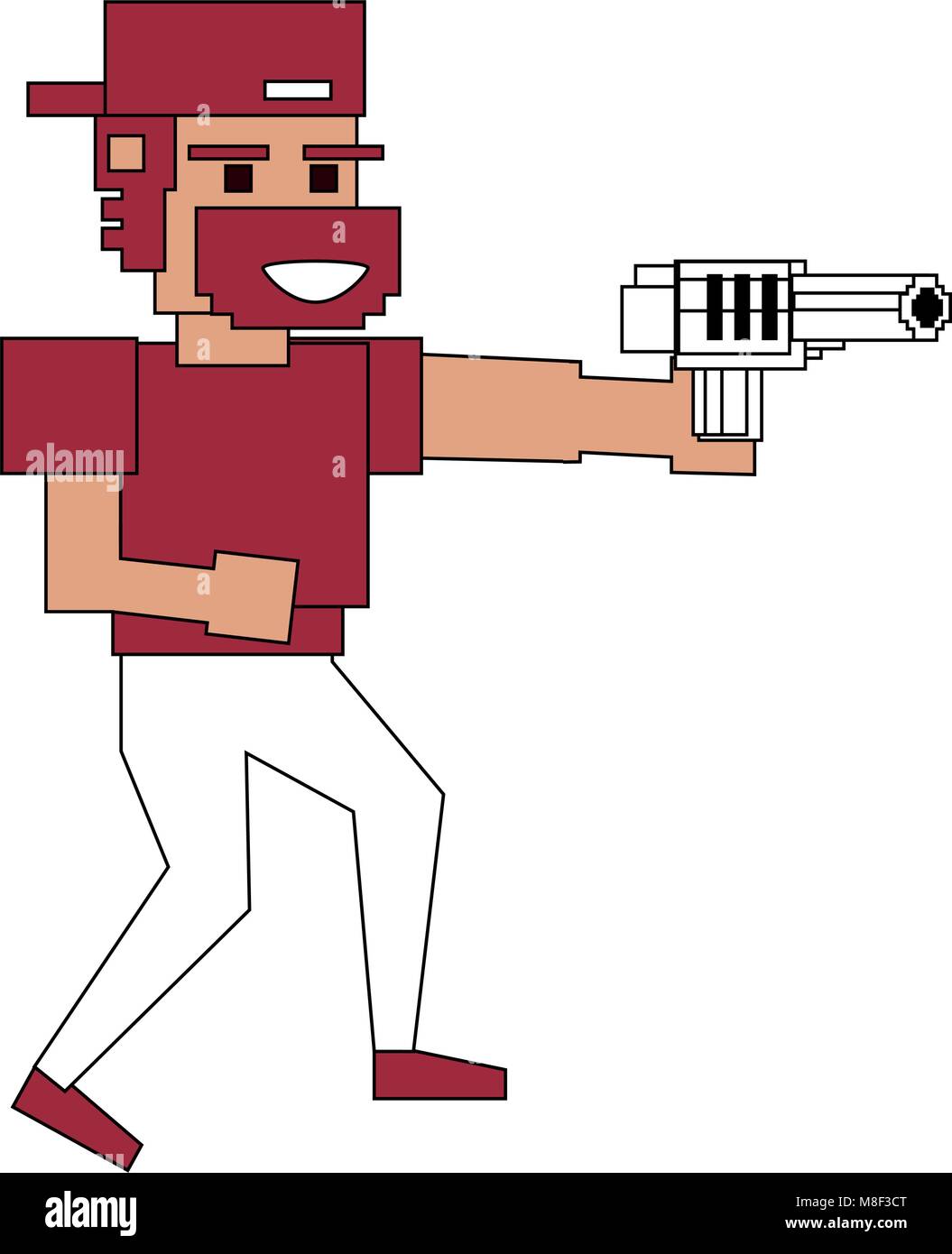 Pixelated ganster with handgun vector illustration graphic design Stock ...